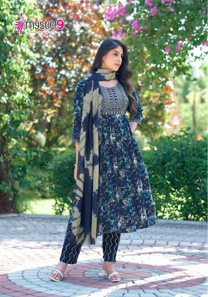 Shanaya Vol 3 By Mystic 9 Rayon Aliya Cut Kurti With Bottom Dupatta Wholesale Online